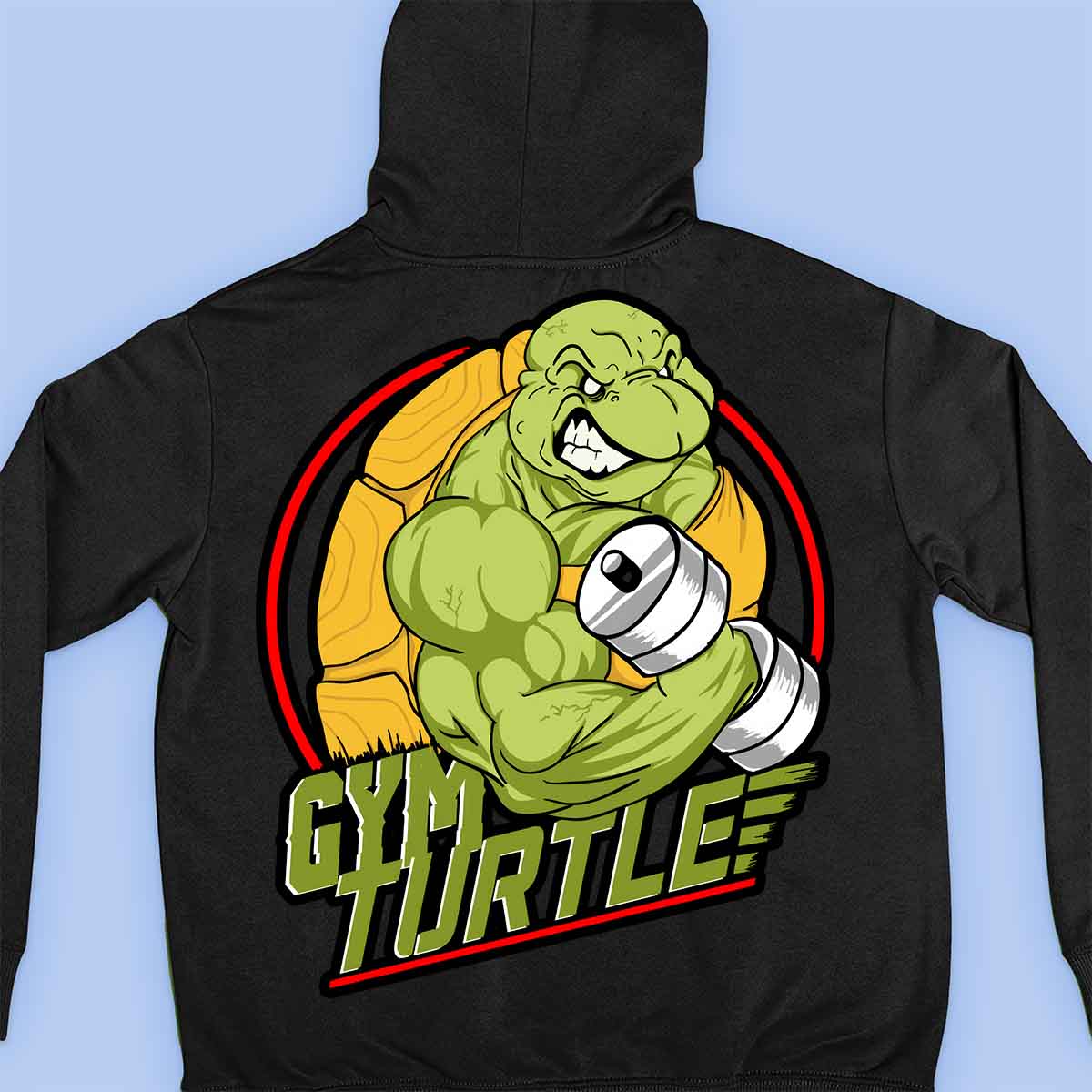 Gym Turtle - Premium hoodie, unisex-rugafdruk