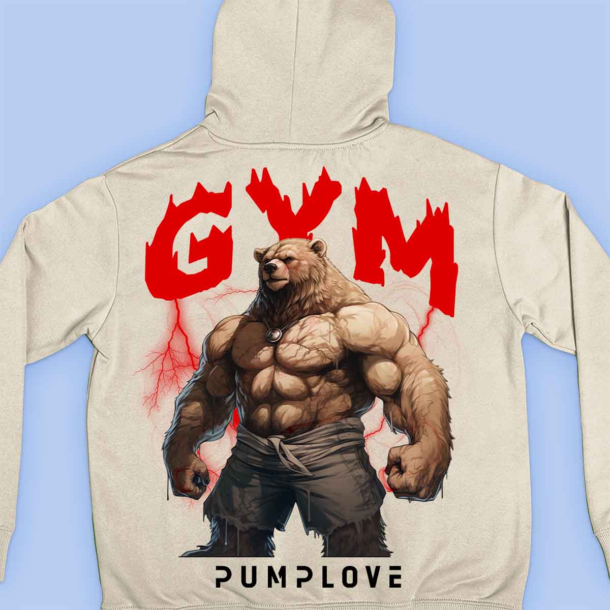 Gym Near - Premium hoodie, uniseks print op de achterkant