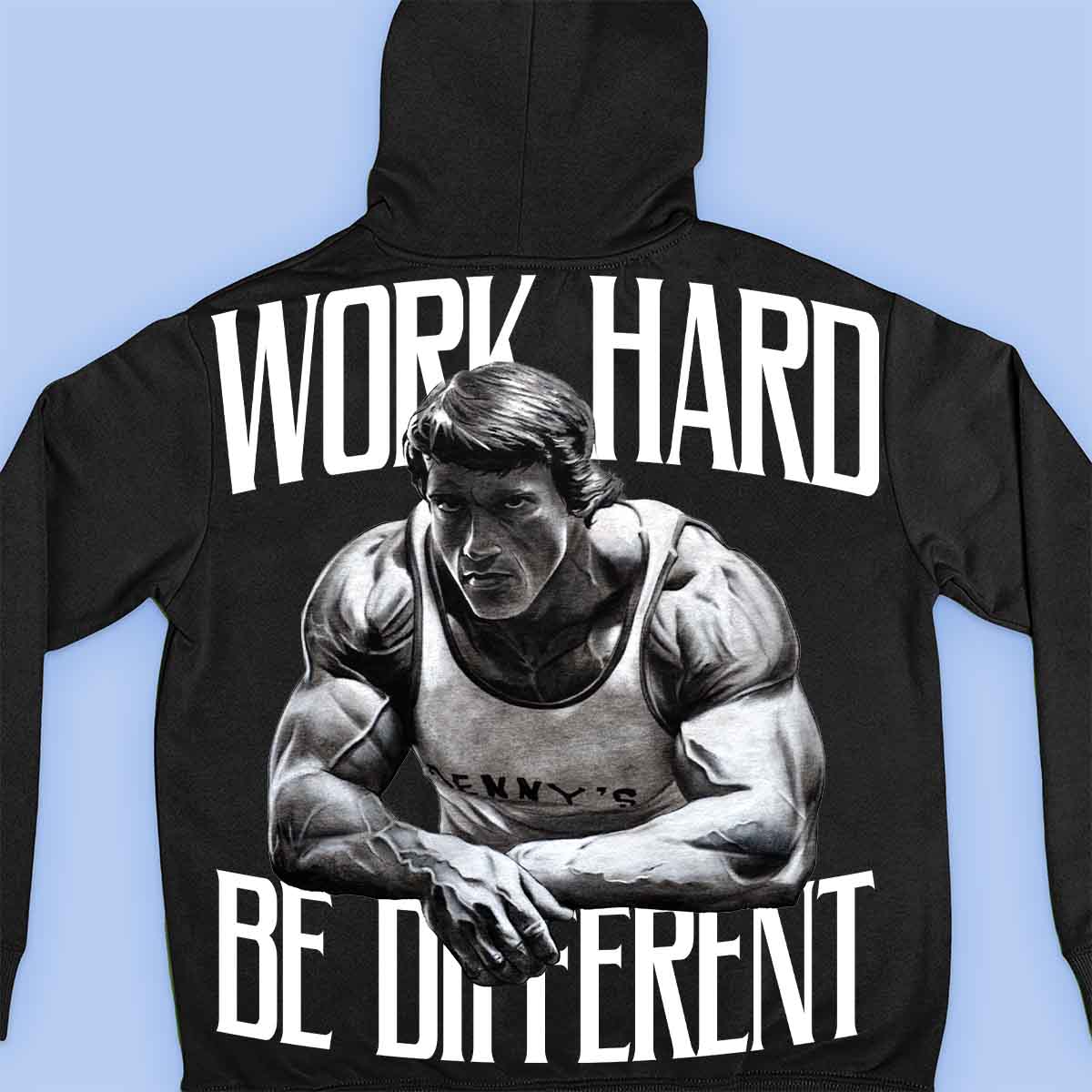 Werk hard - Premium hoodie, unisex-rugafdruk