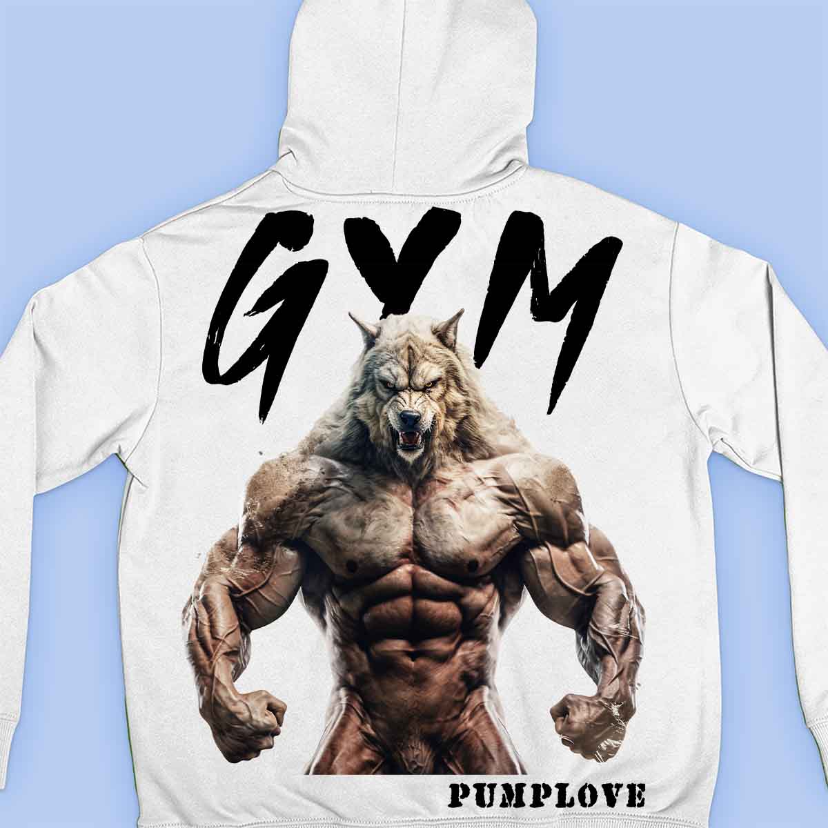 Gym Wolf - Premium hoodie, unisex-rugafdruk