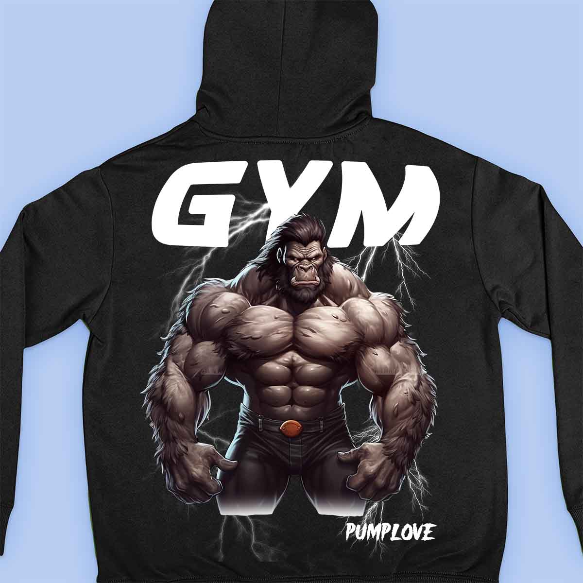 Gym Gorilla - Premium hoodie, unisex-rugafdruk