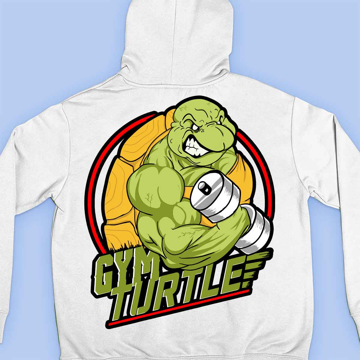 Gym Turtle - Premium hoodie, unisex-rugafdruk