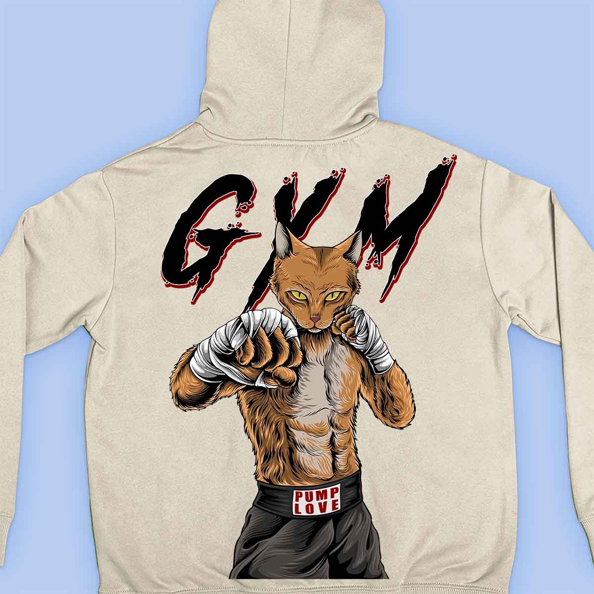 Gym Cat - Premium hoodie, unisex-rugafdruk