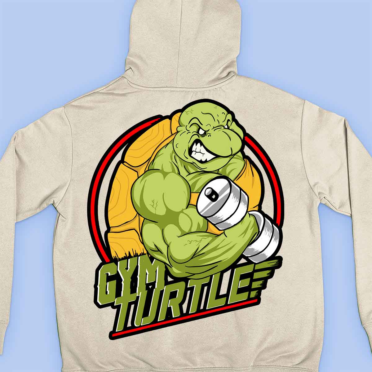 Gym Turtle - Premium hoodie, unisex-rugafdruk