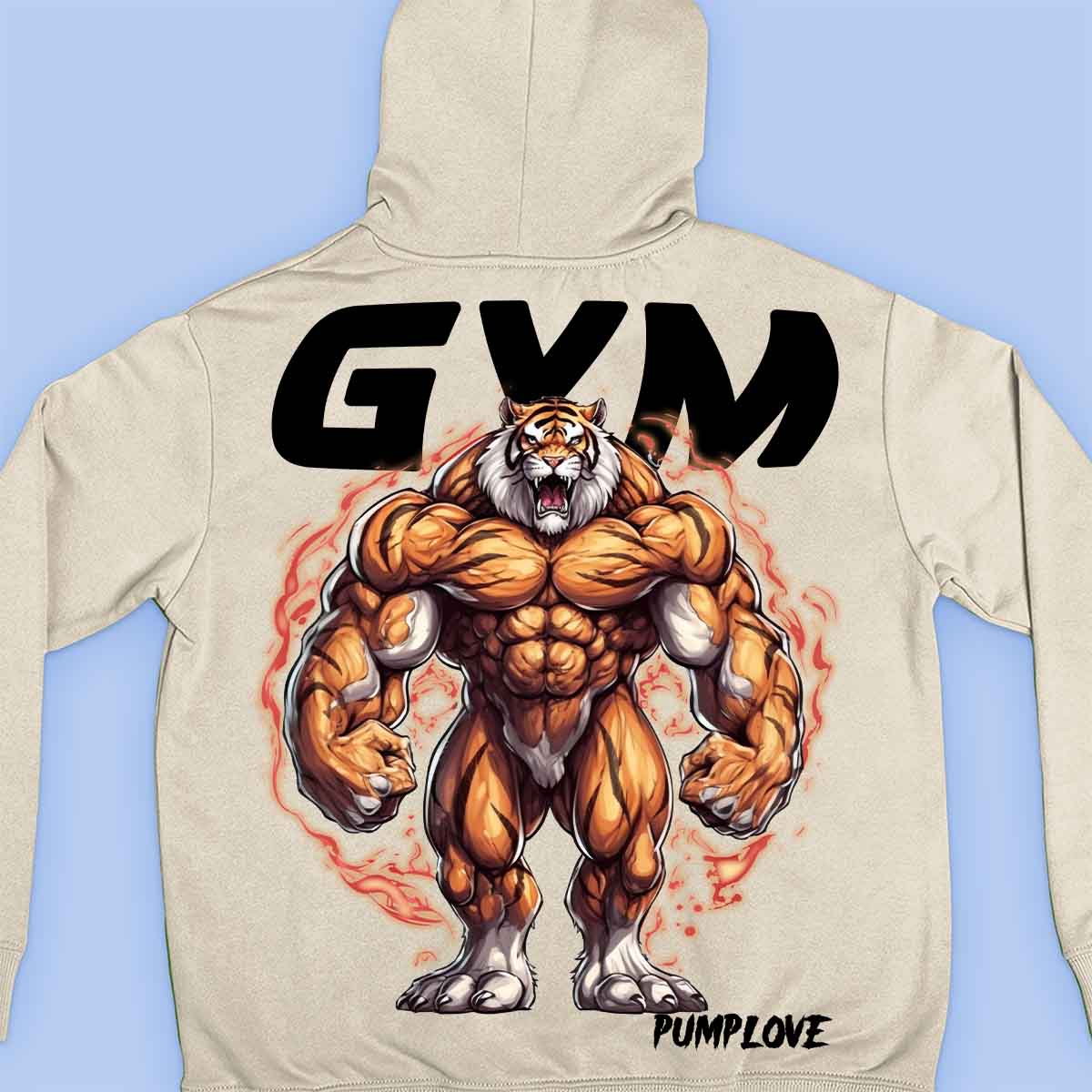 Gym Tiger - Premium hoodie, unisex-rugafdruk