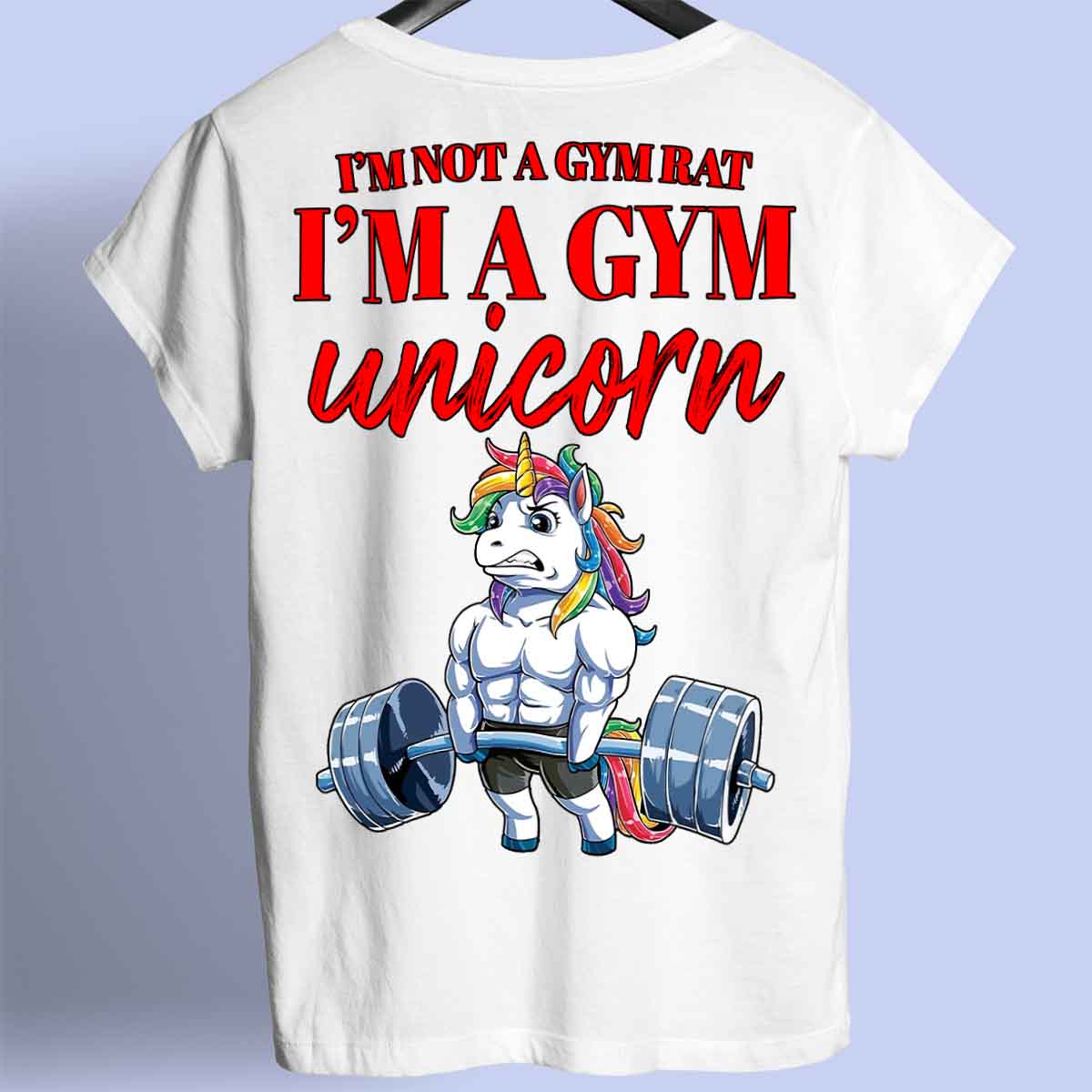 Gym Unicorn - Premium shirt, unisex-rugafdruk